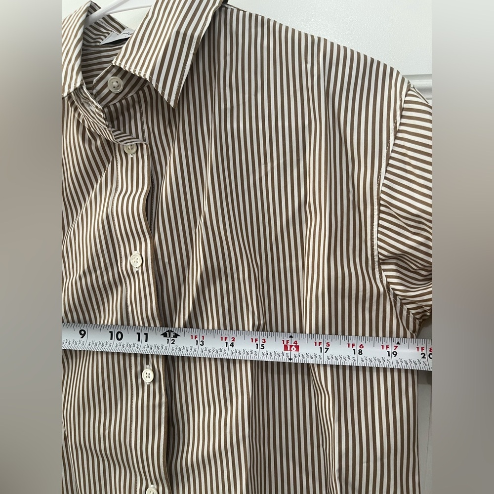 SOLD OUT NYC OVERSIZED THE CROPPED EVERYTHING SHIRT IN TRUFFLE MICRO STRIPE XS - Picture 7 of 10